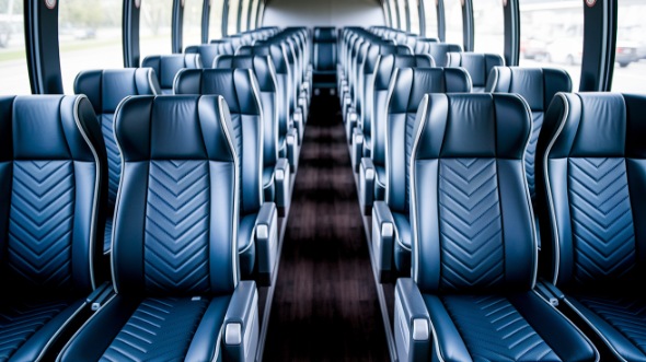 des moines 56 passenger charter bus inside