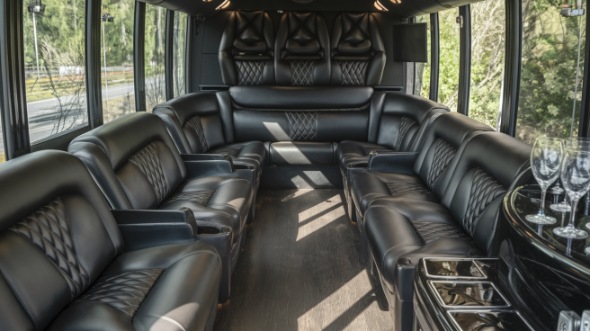 des moines party bus rental interior